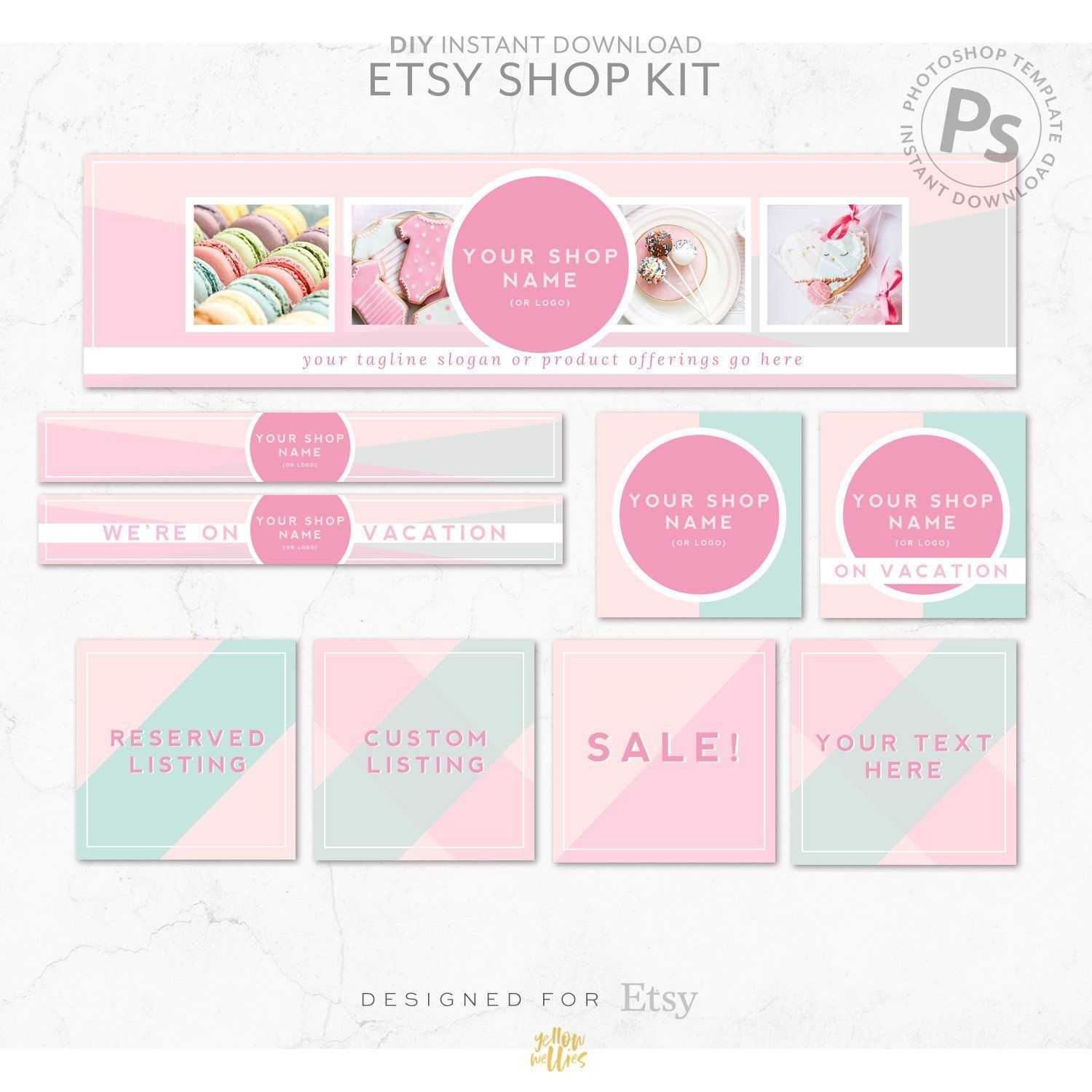 Diy Editable Etsy Shop Graphic Bundle Kit | Etsy Banner Regarding Free Etsy Banner Template