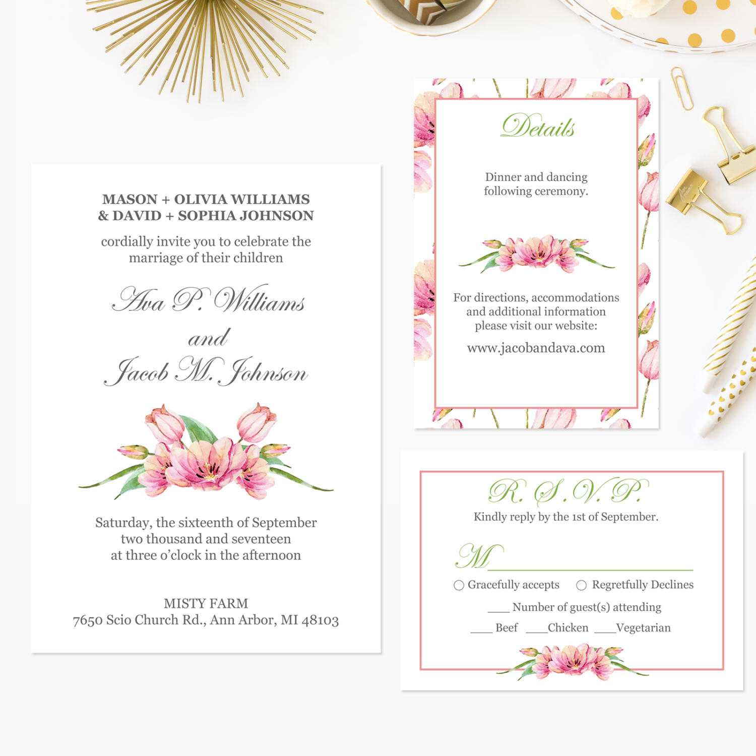 Diy Wedding Invitation Template, Printable Wedding Invitations With Rsvp  And Details Card, Instant Download Pdf Template #fpk 06S Inside Church Wedding Invitation Card Template