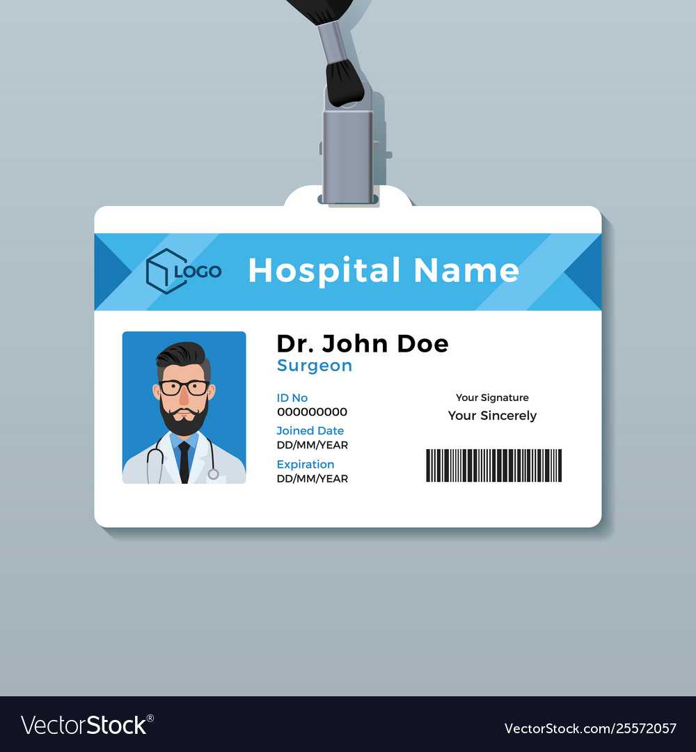 Doctor Id Card Template Medical Identity Badge With Hospital Id Card Template