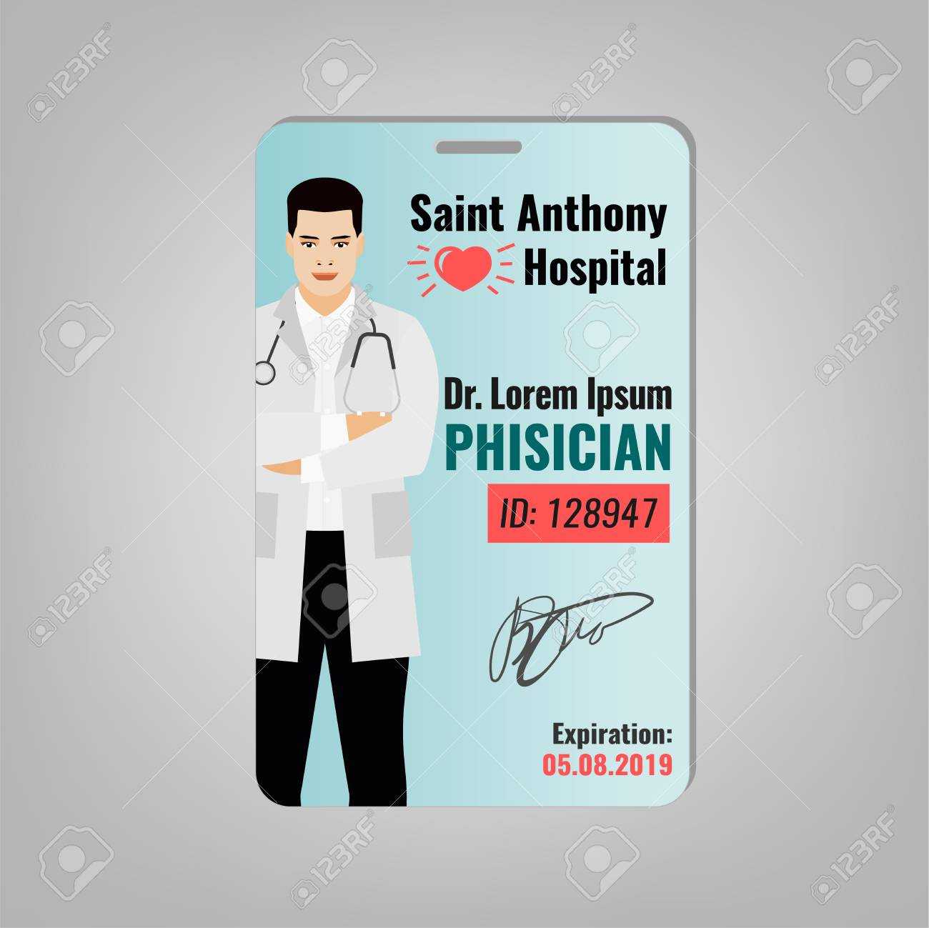 Doctors Id Card With Hospital Logo And Phisician Image. Medical.. Regarding Hospital Id Card Template