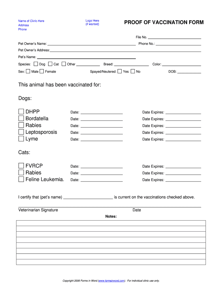 Dog Shot Record – Fill Online, Printable, Fillable, Blank For Dog Vaccination Certificate Template