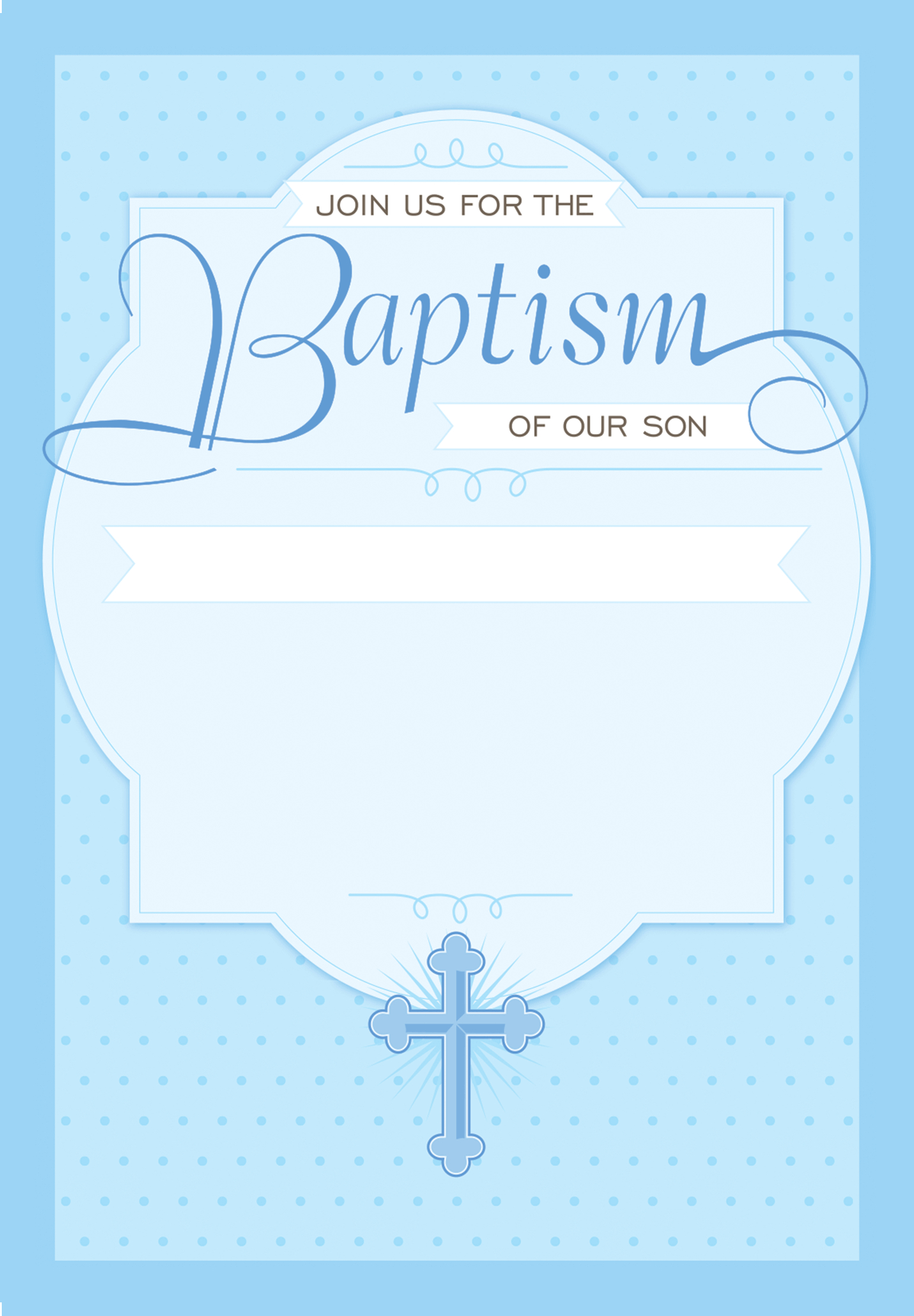 Dotted Blue – Baptism & Christening Invitation Template Pertaining To Blank Christening Invitation Templates