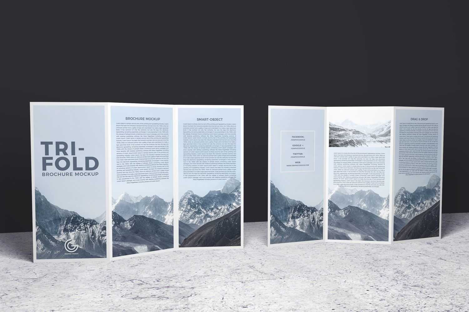 Double Sided Tri Fold Brochure Psd Mockup | Brochure Mockups Pertaining To Double Sided Tri Fold Brochure Template