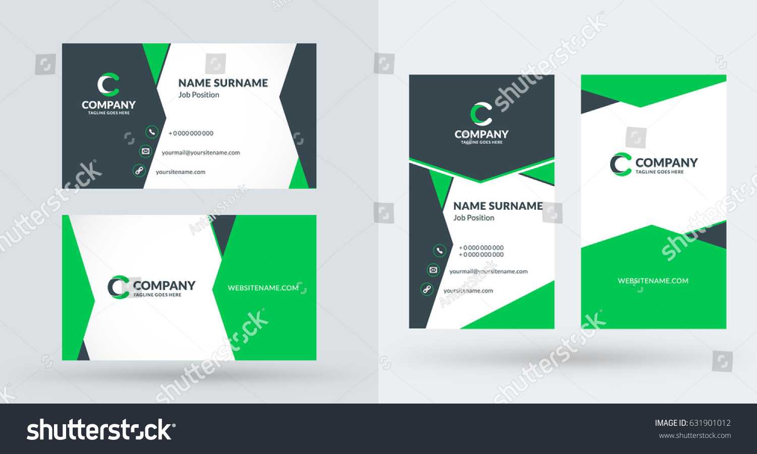 Doublesided Creative Business Card Template Portrait Inside Portrait Id Card Template