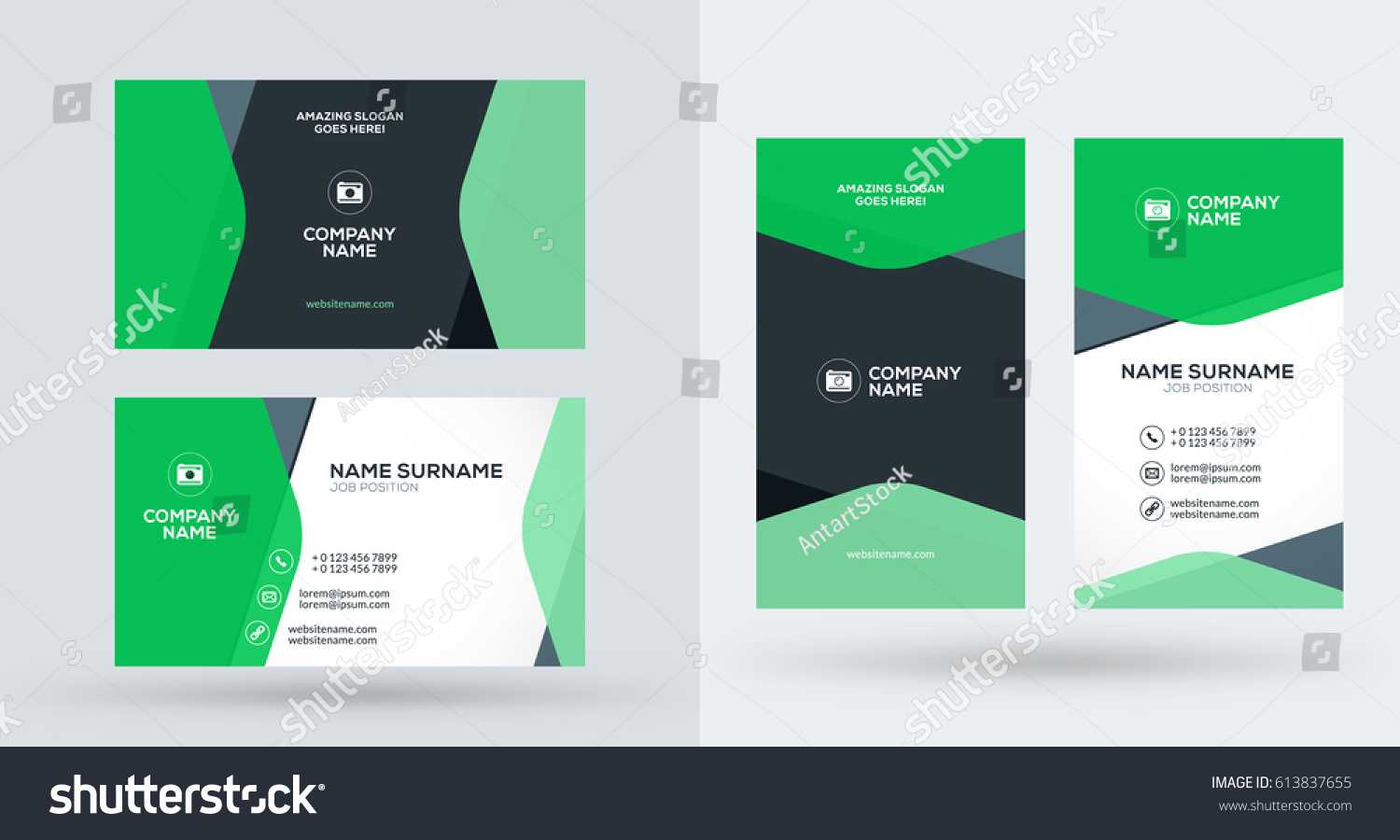 Doublesided Creative Business Card Template Portrait Stock Inside Portrait Id Card Template