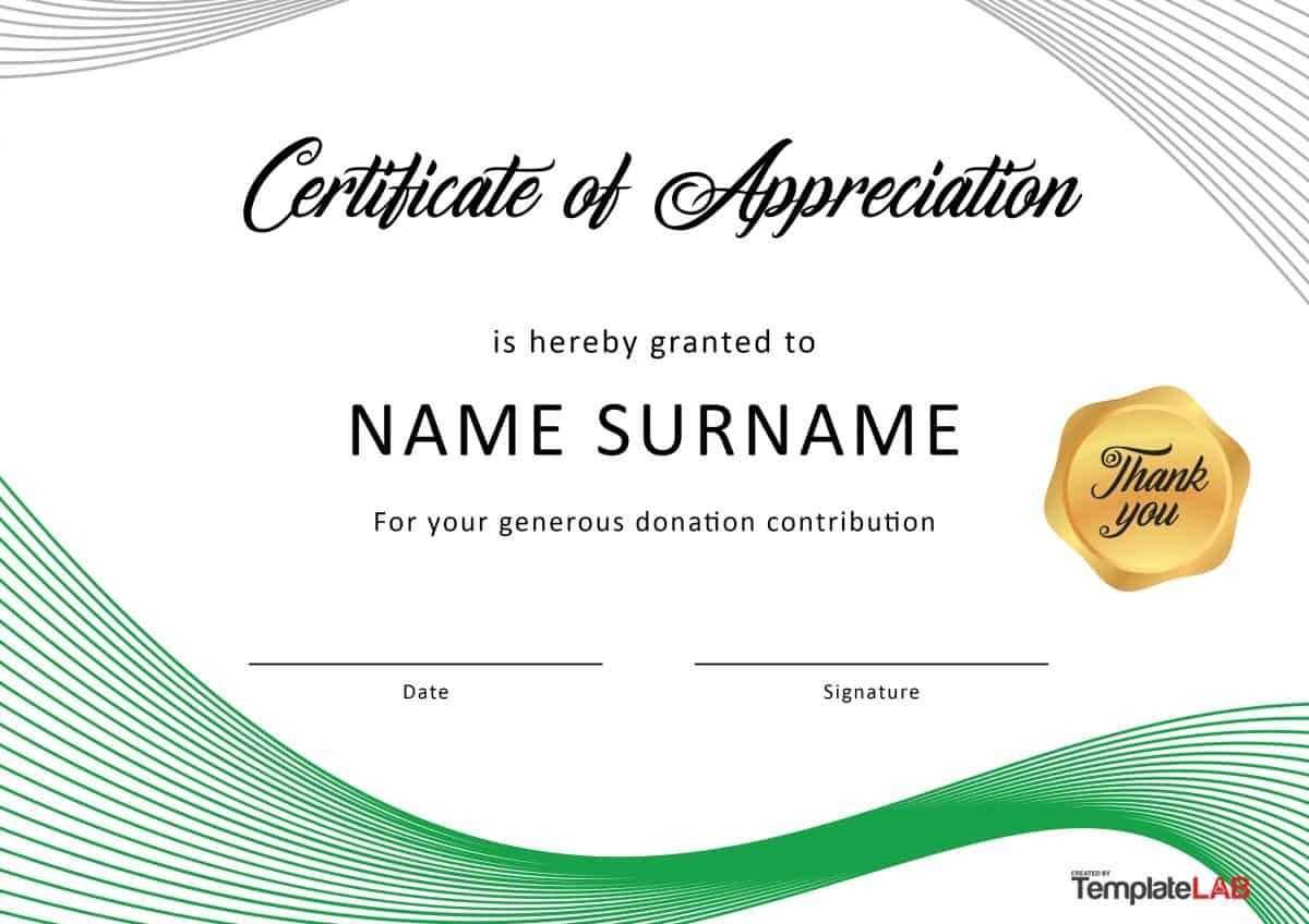 Download Certificate Of Appreciation For Donation 01 Throughout Donation Certificate Template