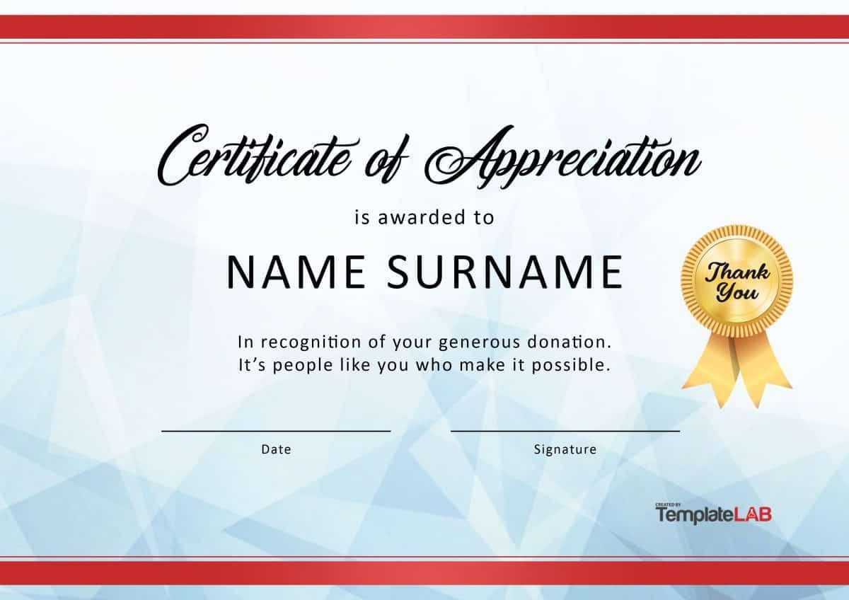 Download Certificate Of Appreciation For Donation 03 Throughout Thanks Certificate Template