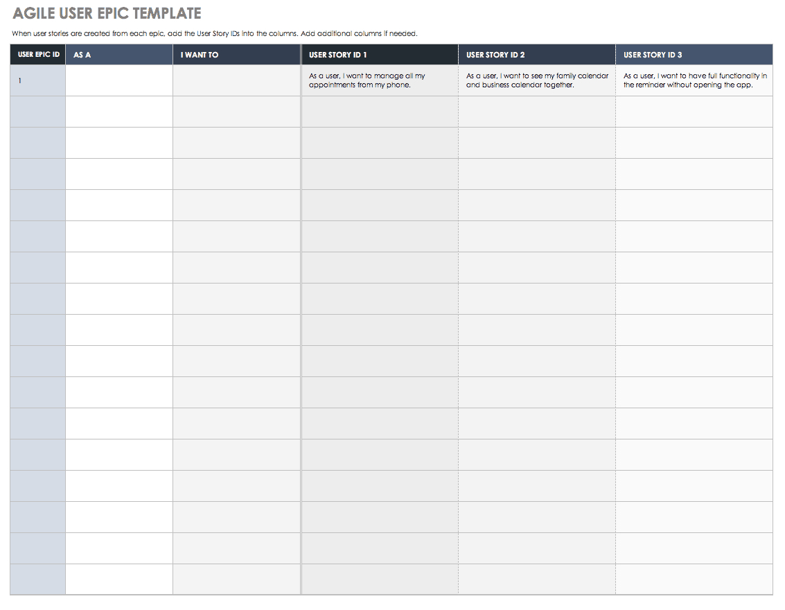 Download Free User Story Templates |Smartsheet Intended For User Story Word Template