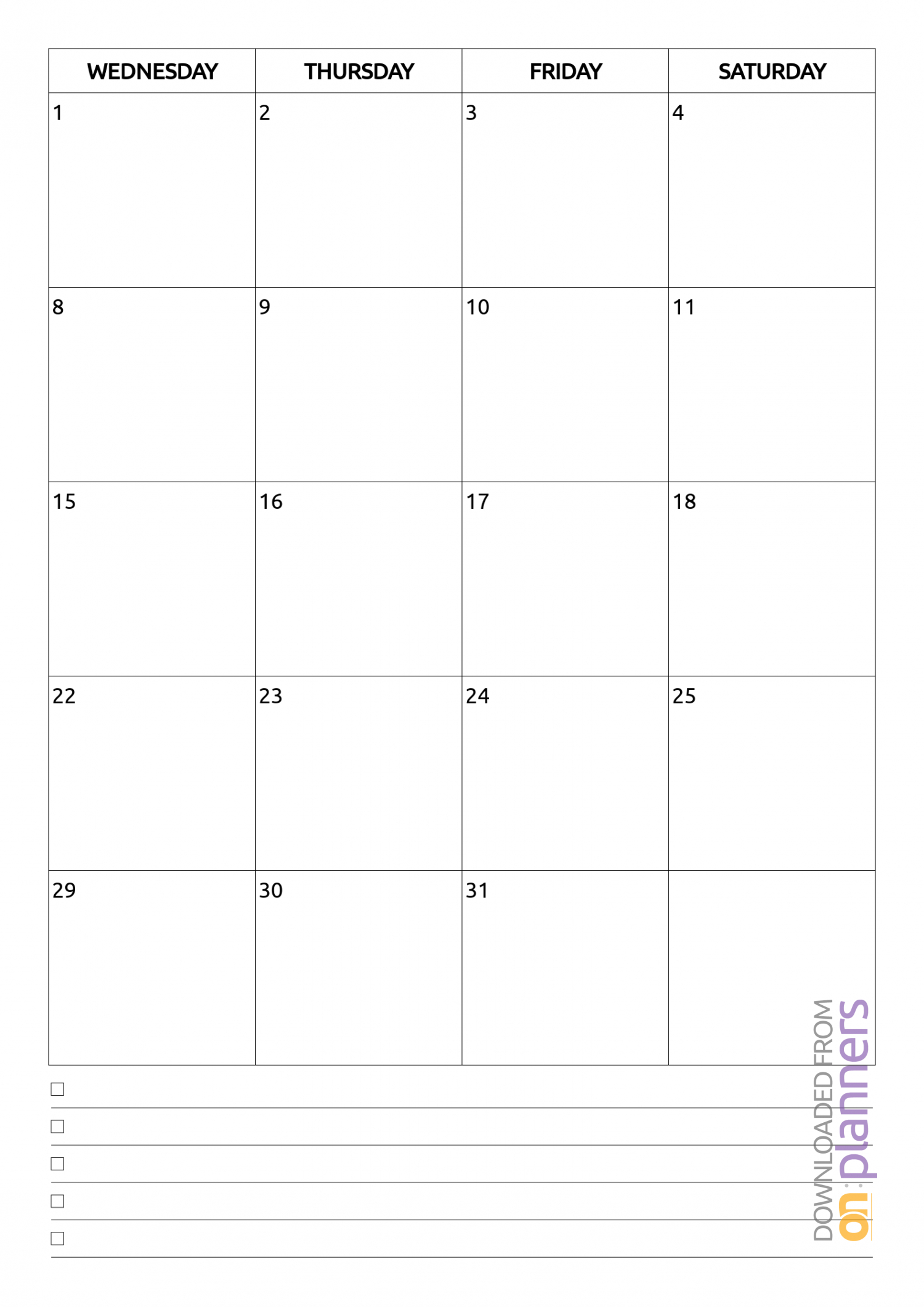 Download Printable Monthly Calendar With Notes Pdf Inside Month At A Glance Blank Calendar Template