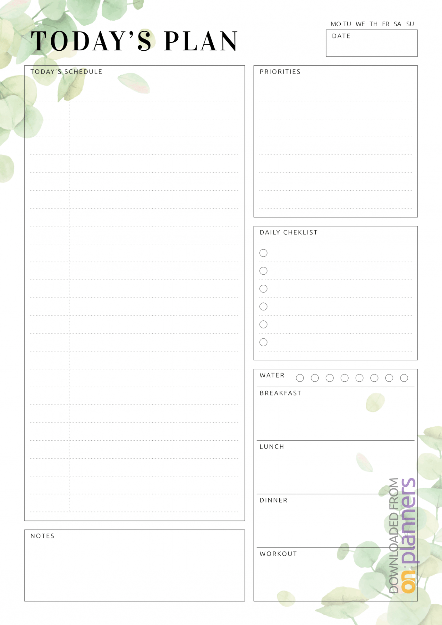 Download Printable Undated Planner With Daily Checklist Pdf Inside ...