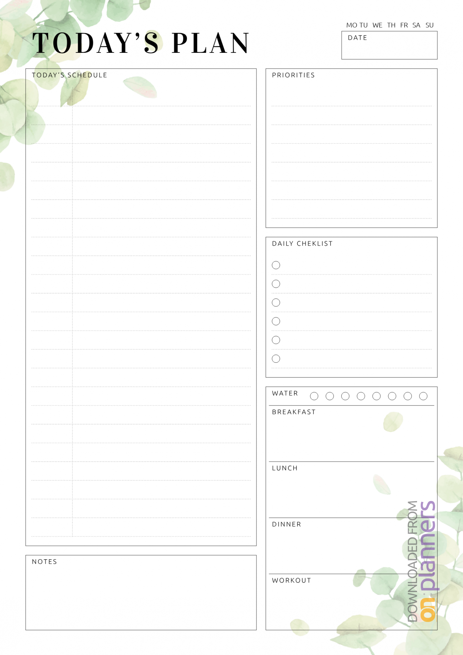 Download Printable Undated Planner With Daily Checklist Pdf Inside Blank Checklist Template Pdf
