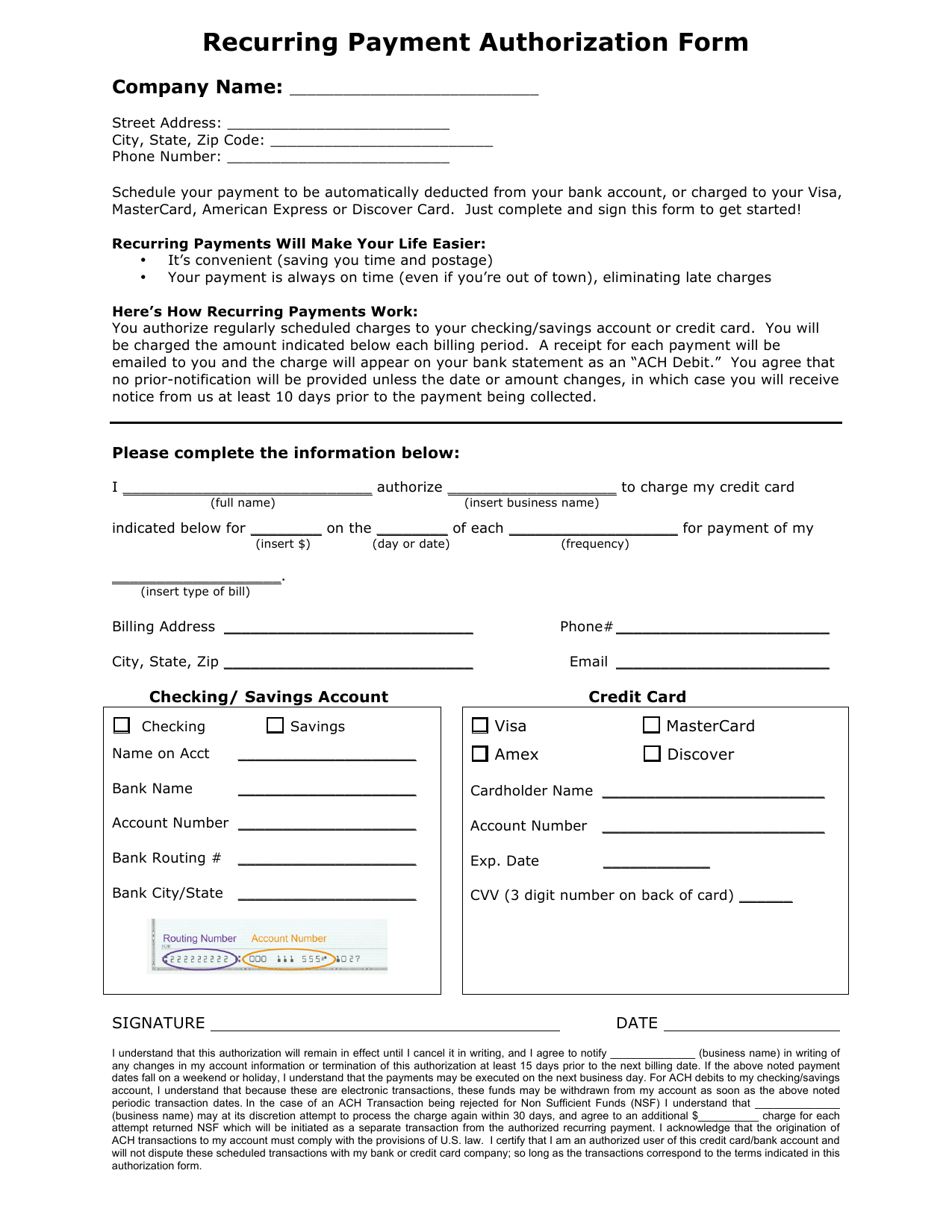 Download Recurring Payment Authorization Form Template Inside Credit Card Billing Authorization Form Template