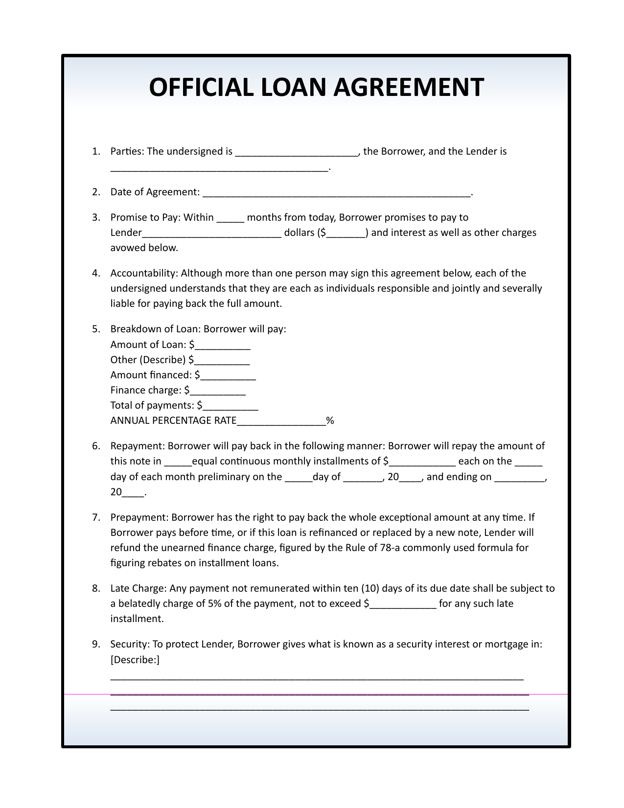 Download Simple Loan Agreement Template | Pdf | Rtf | Word Regarding Blank Loan Agreement Template