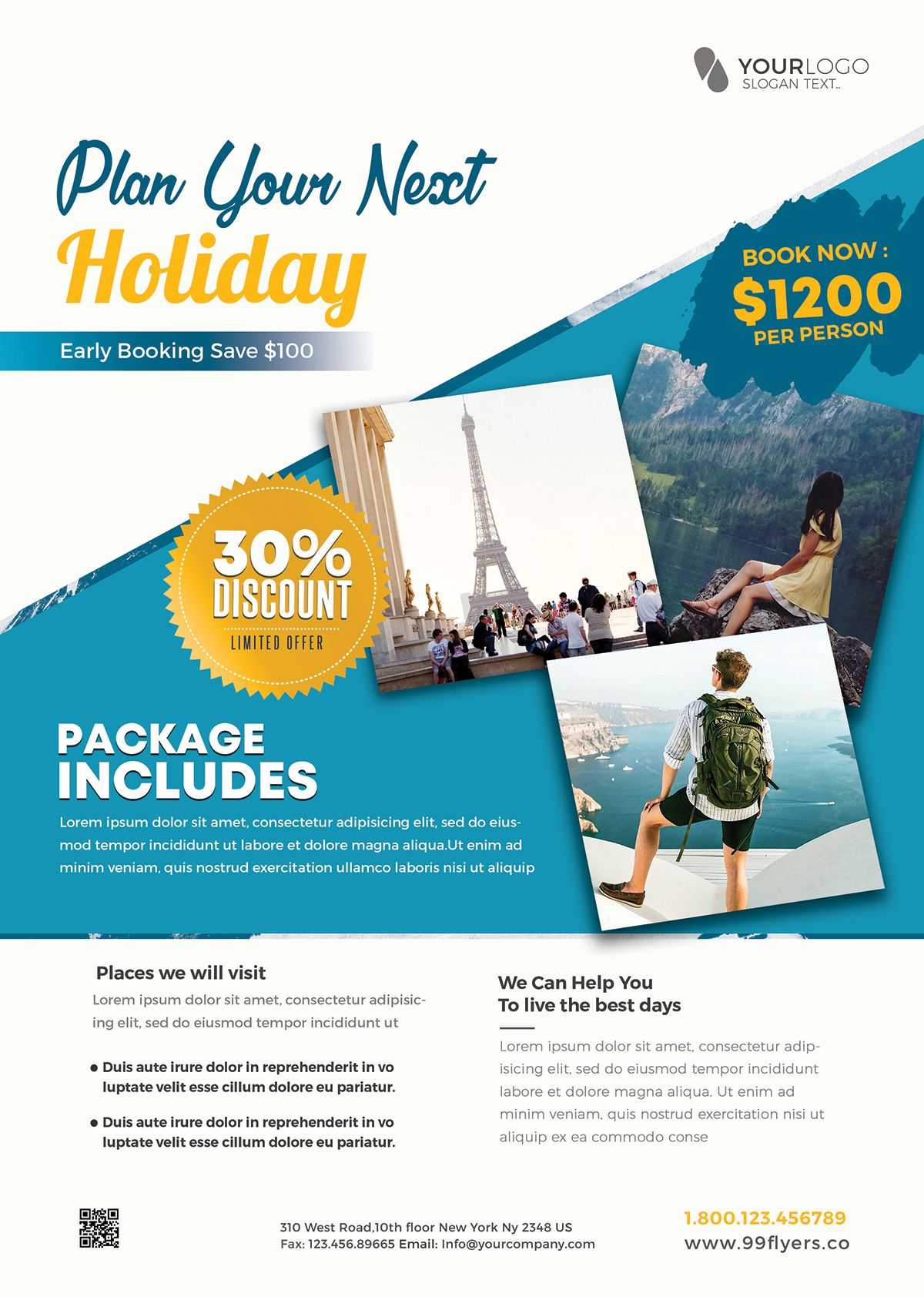 Download Travel Holiday Psd Flyer Template For Free. This Inside Travel And Tourism Brochure Templates Free