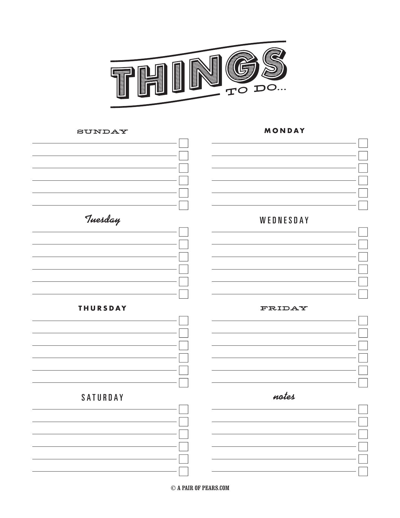 Download Weekly Checklist Template | Excel | Pdf | Rtf For Blank Checklist Template Word