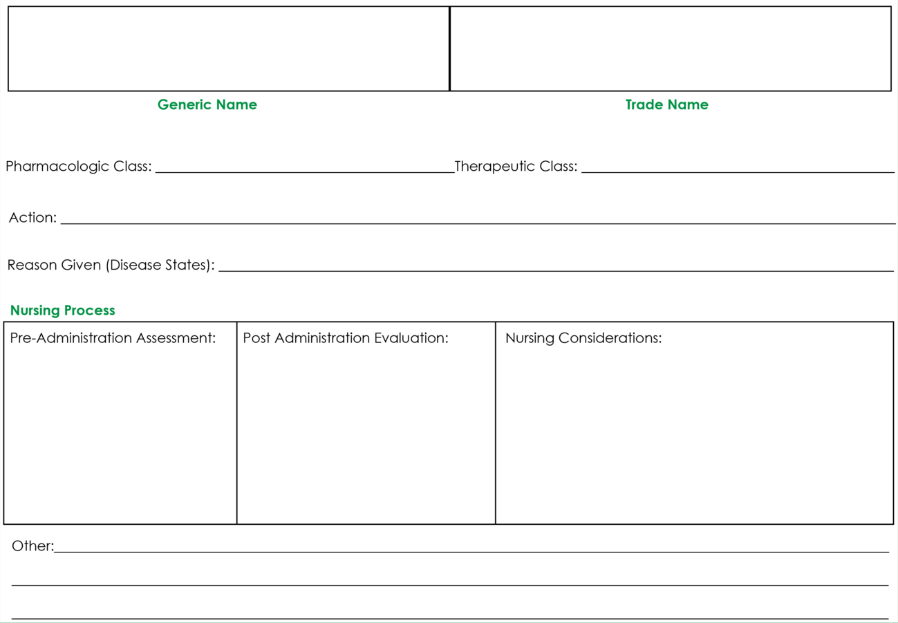 Drug Card Template | Nursing School Notes, Pharmacology For Medication Card Template