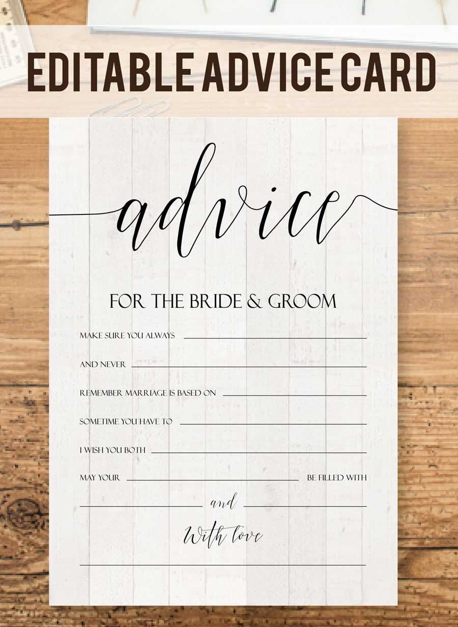 Editable Advice Cards For The Bride To Be, Custom Advice With Regard To Marriage Advice Cards Templates
