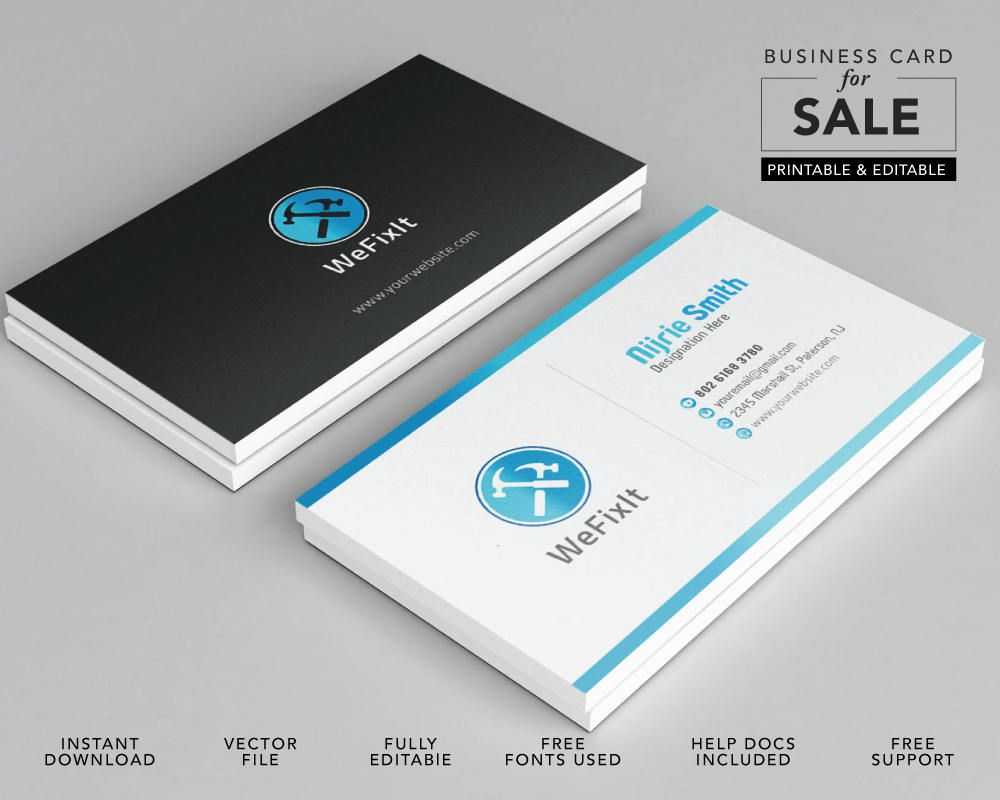 Editable Business Card Templatenijriedesign On Etsy Throughout Adobe Illustrator Business Card Template
