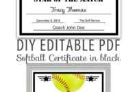 Editable Pdf Sports Team Softball Certificate Diy Award in Softball Certificate Templates