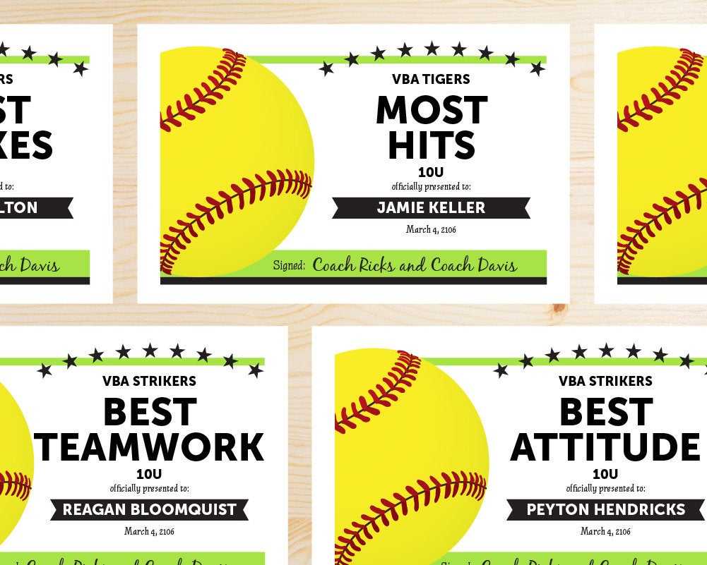 Editable Softball Award Certificates – Instant Download Printable – Lime  Green And Black Throughout Softball Award Certificate Template