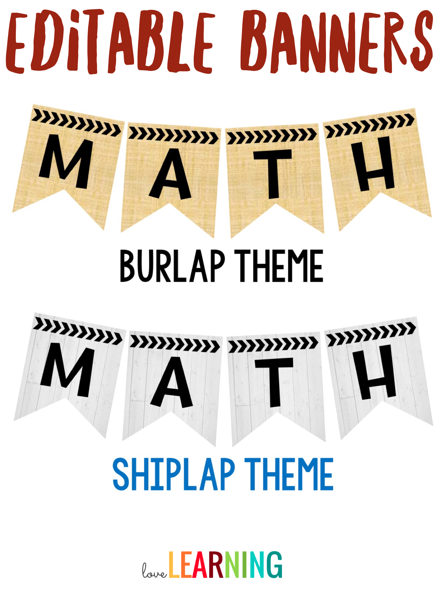 Editable Subject Banners – Burlap Theme | Classroom With Classroom Banner Template
