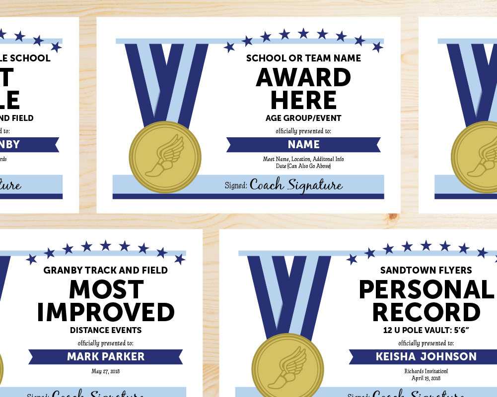 Editable Track And Field Award Certificates – Instant Download Printable –  Navy Blue And Light Sky Blue With Regard To Track And Field Certificate Templates Free