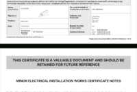 Electrical Certificate - Example Minor Works Certificate with regard to Electrical Minor Works Certificate Template