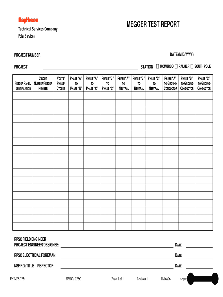 Electrical Megger Test Form – Fill Online, Printable With Regard To Weekly Test Report Template