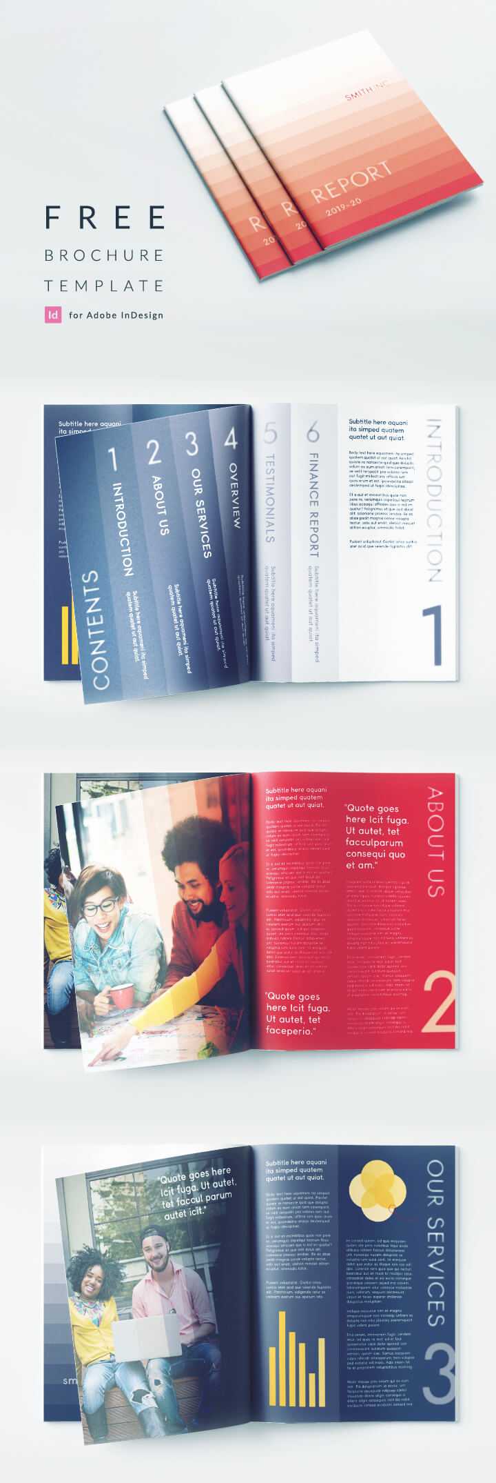 Elegant Corporate Brochure Or Report Indesign Template With Regard To Free Annual Report Template Indesign
