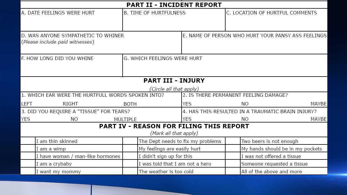 Elementary School Accidentally Sends 'hurt Feelings Report Inside Hurt Feelings Report Template