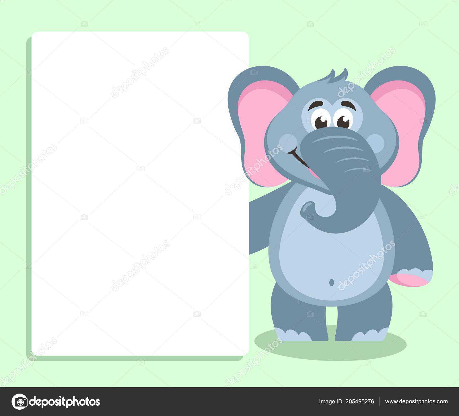 Elephant White Board Template Your Text Cartoon Character Regarding Blank Elephant Template