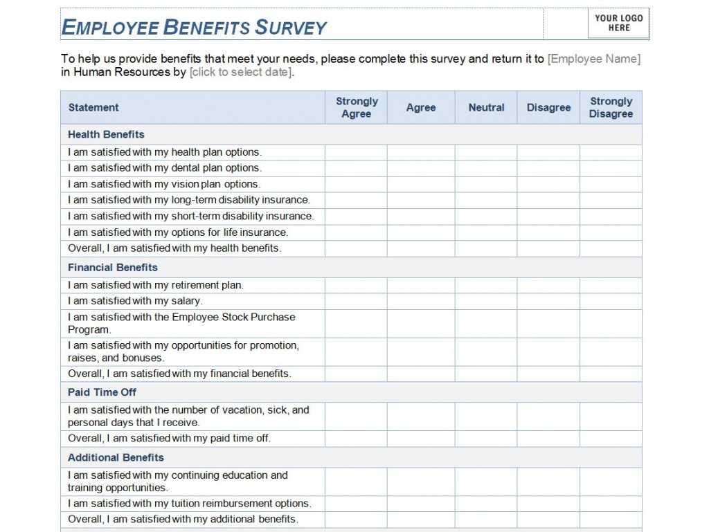 Employee Benefits Survey Template | Employee Benefits Survey For Employee Satisfaction Survey Template Word