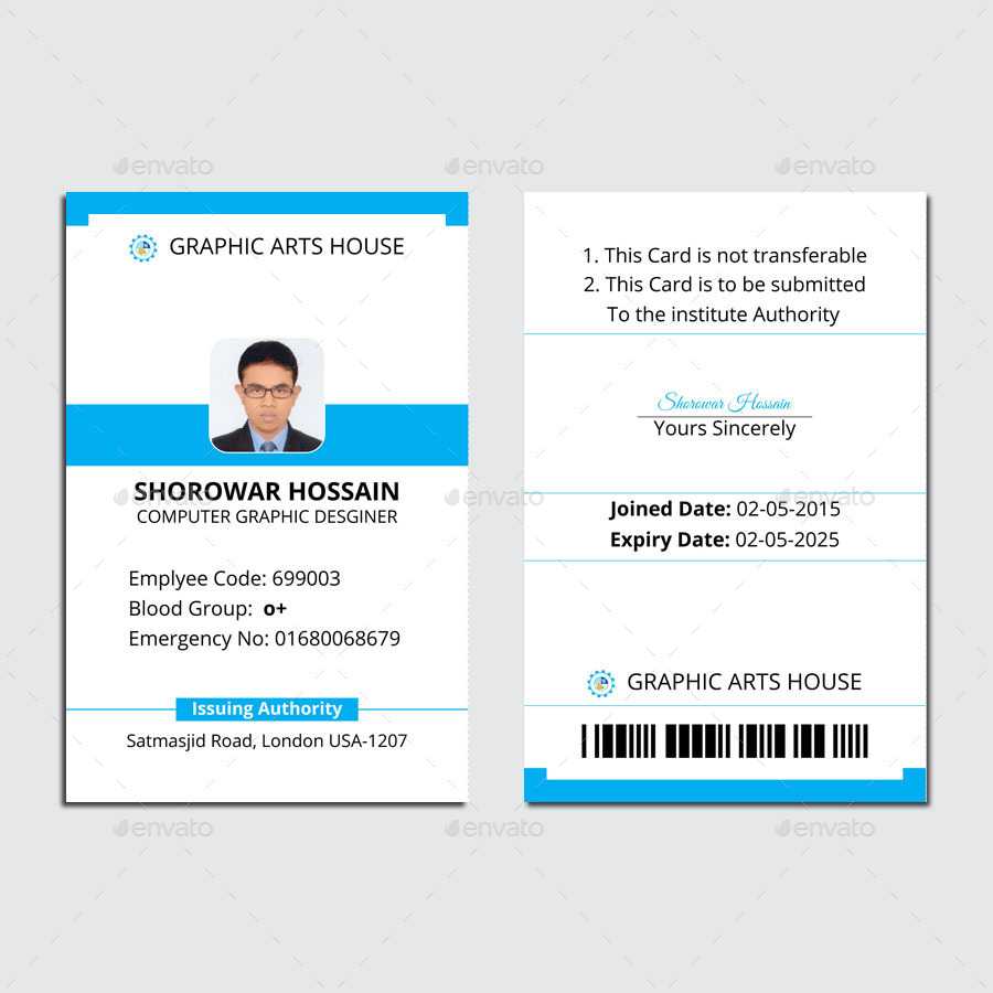 Employee Id Card Throughout Id Card Template Ai