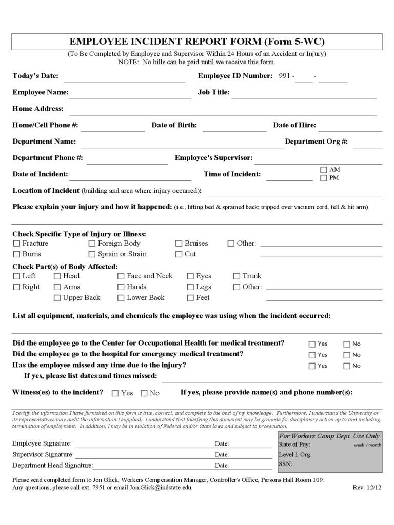 Employee Incident Report – 4 Free Templates In Pdf, Word Regarding Medical Report Template Free Downloads