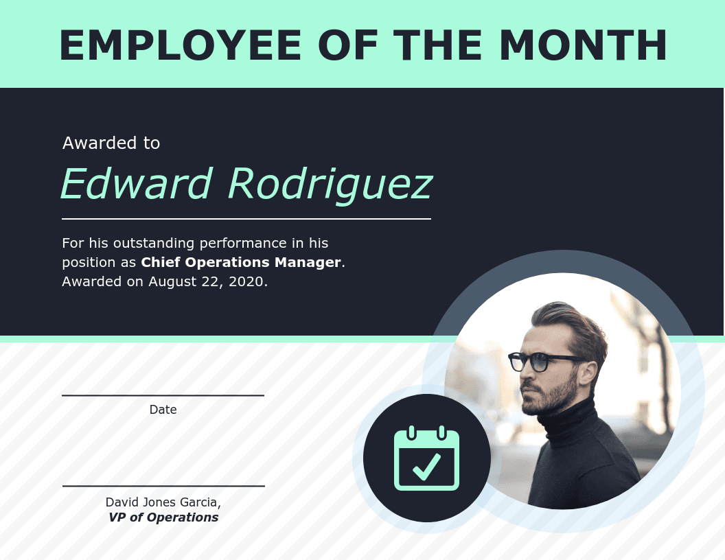 Employee Of The Month Certificate Of Recognition Template For Employee Of The Month Certificate Template