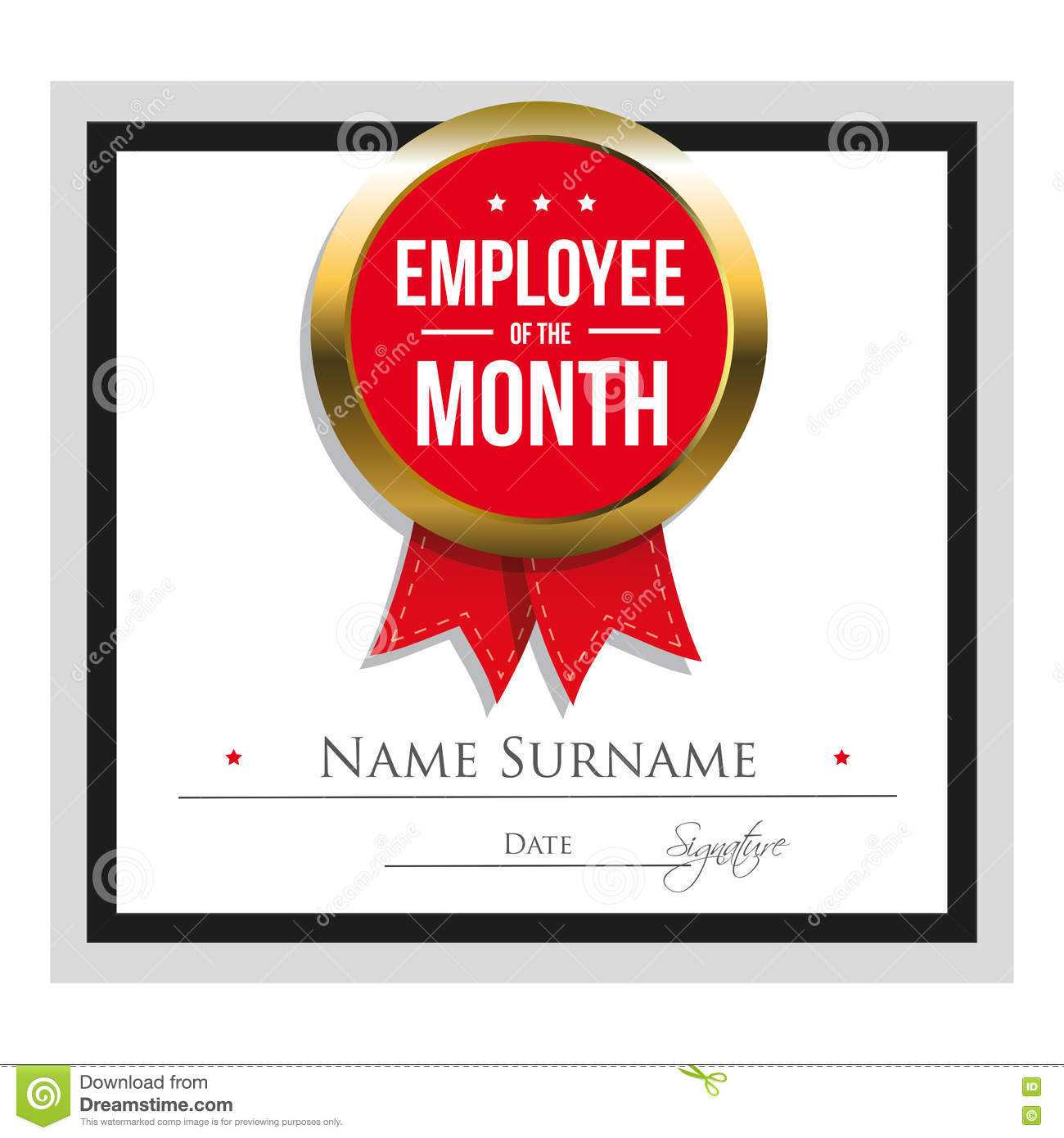 Employee Of The Month Certificate Template Stock Vector For Star Performer Certificate Templates