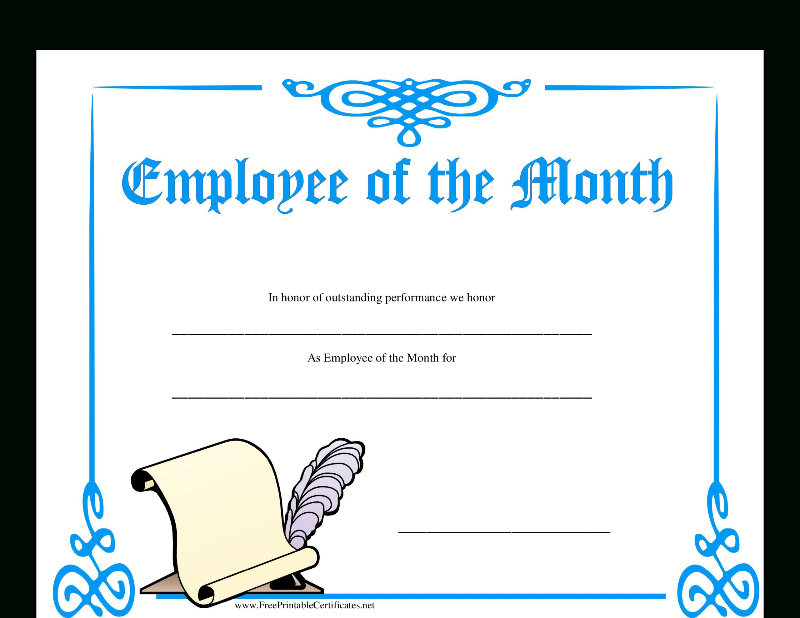 Employee Of The Month Certificate | Templates At For Employee Of The Month Certificate Template With Picture
