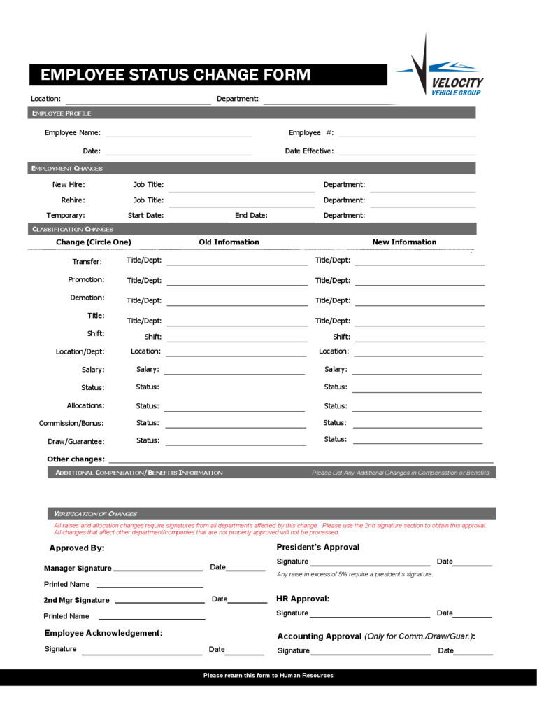 Employee Status Change Form – 4 Free Templates In Pdf, Word With Word Employee Suggestion Form Template