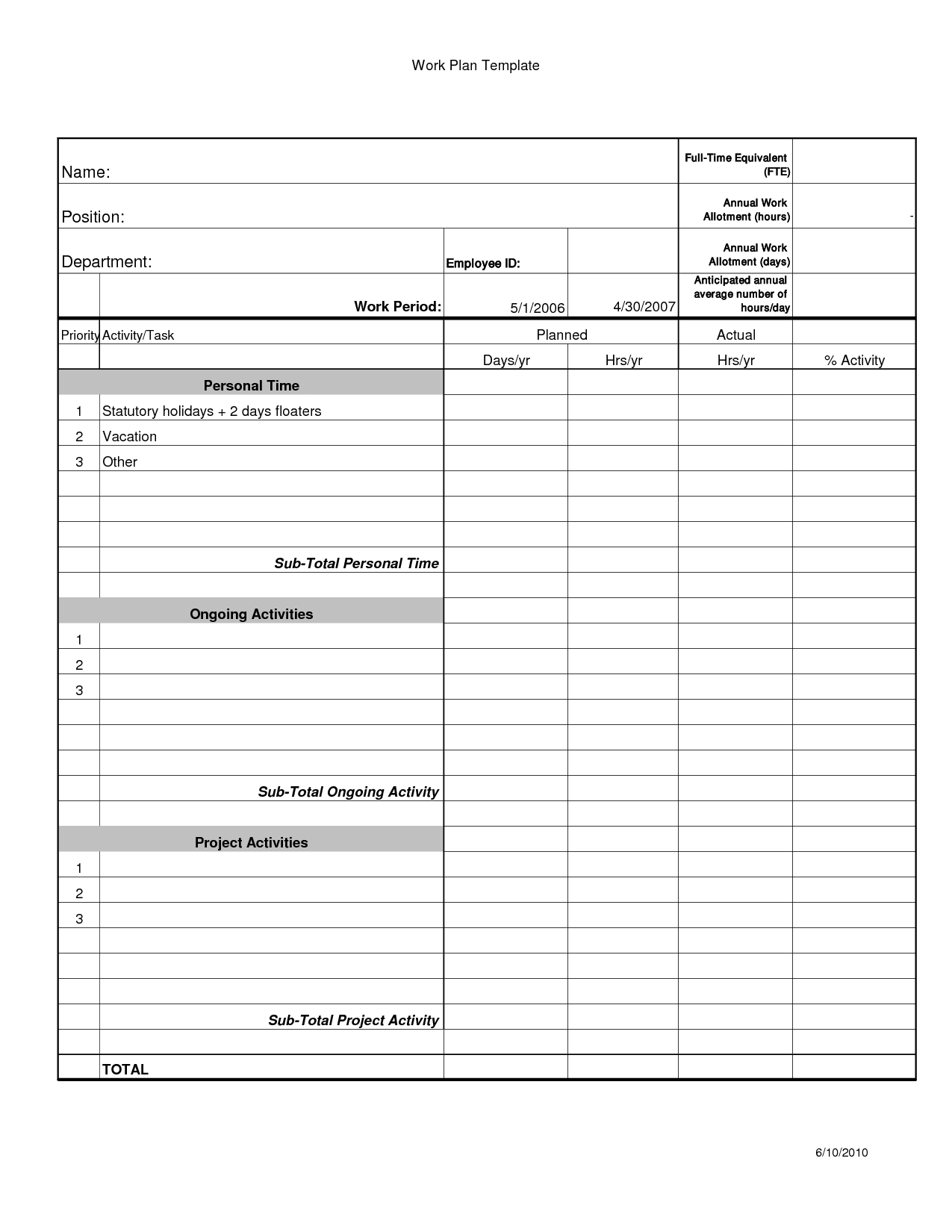 Employee Work Plan Template Word | How To Plan, Word Work For Work Plan Template Word
