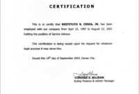 Employment Certificate Sample Best Templates Pinterest in Employee Certificate Of Service Template