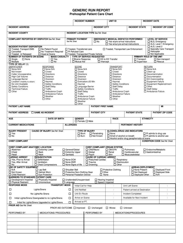 Ems Patient Care Report Form Fill Online Printable With Patient Care