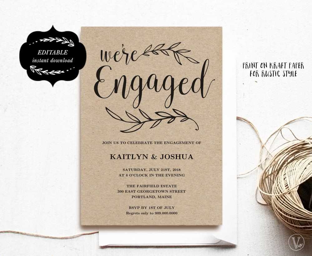Engagement Invitation Template, Printable Engagement Party Intended For Engagement Invitation Card Template