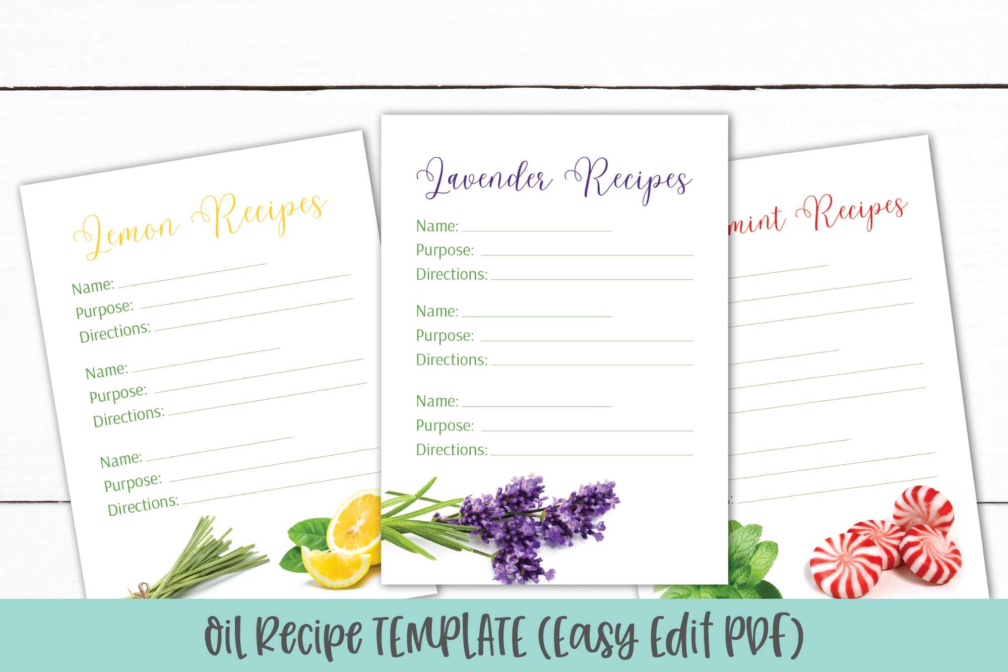 Essential Oil Recipe Card Template | Editable Recipe Pdf For Recipe Card Design Template