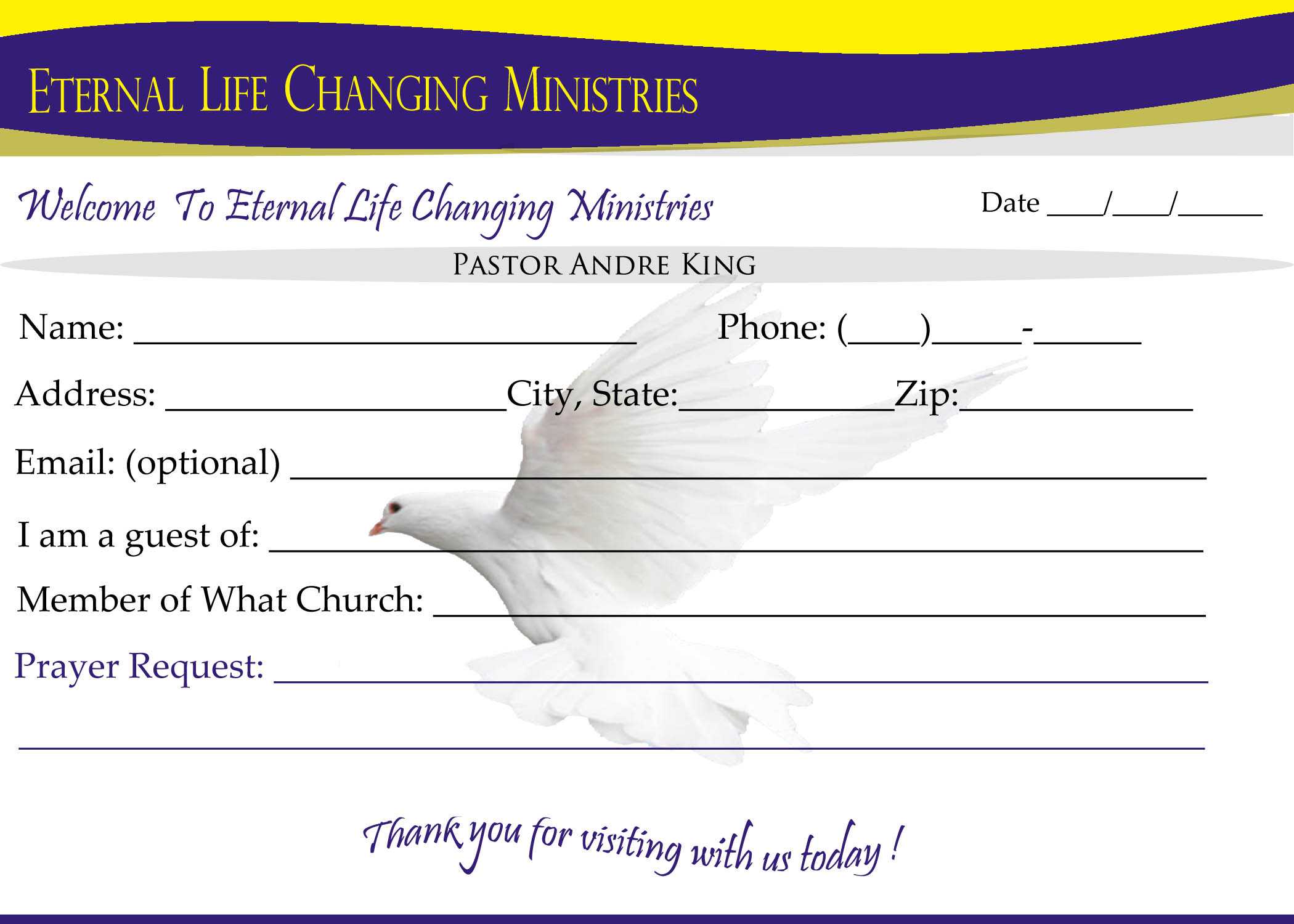 Eternal Life Visitor Card B | Creative Kingdom Designs Inside Church Visitor Card Template Word
