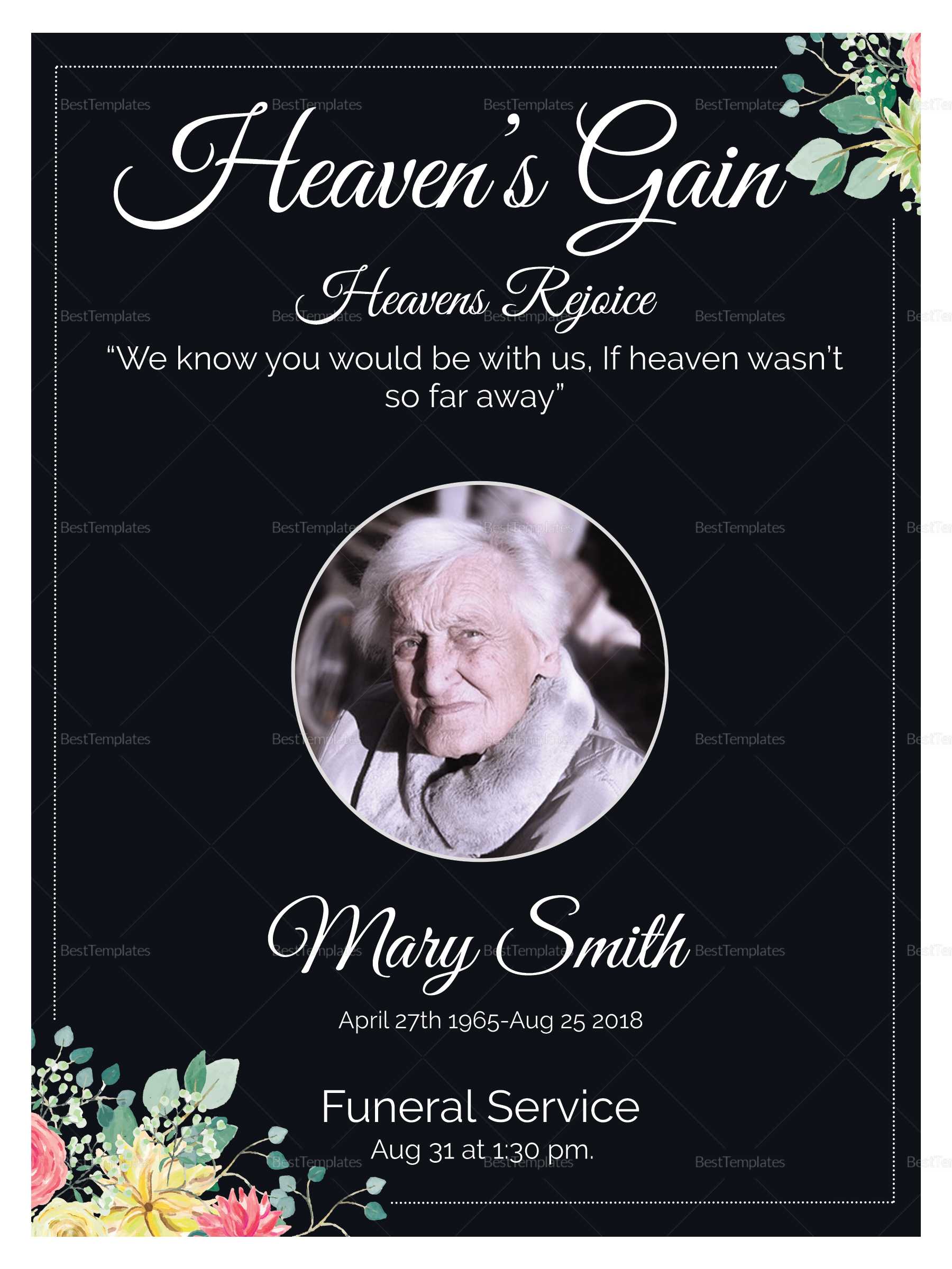 Eulogy Funeral Invitation Card Template Throughout Funeral Invitation Card Template