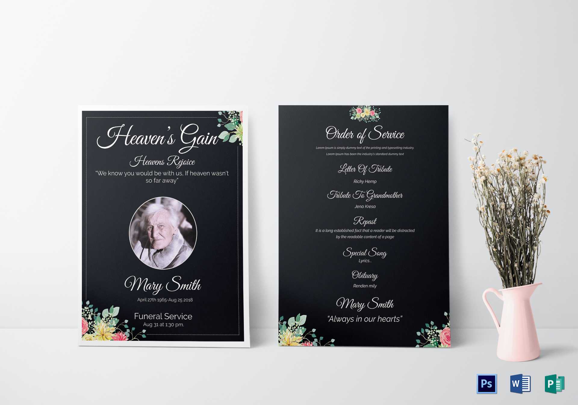Eulogy Funeral Invitation Card Template Within Funeral Invitation Card Template