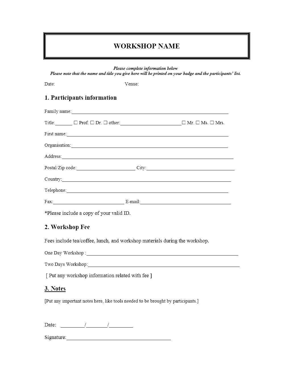 Event Registration Form Template Microsoft Word Inside Seminar Registration Form Template Word