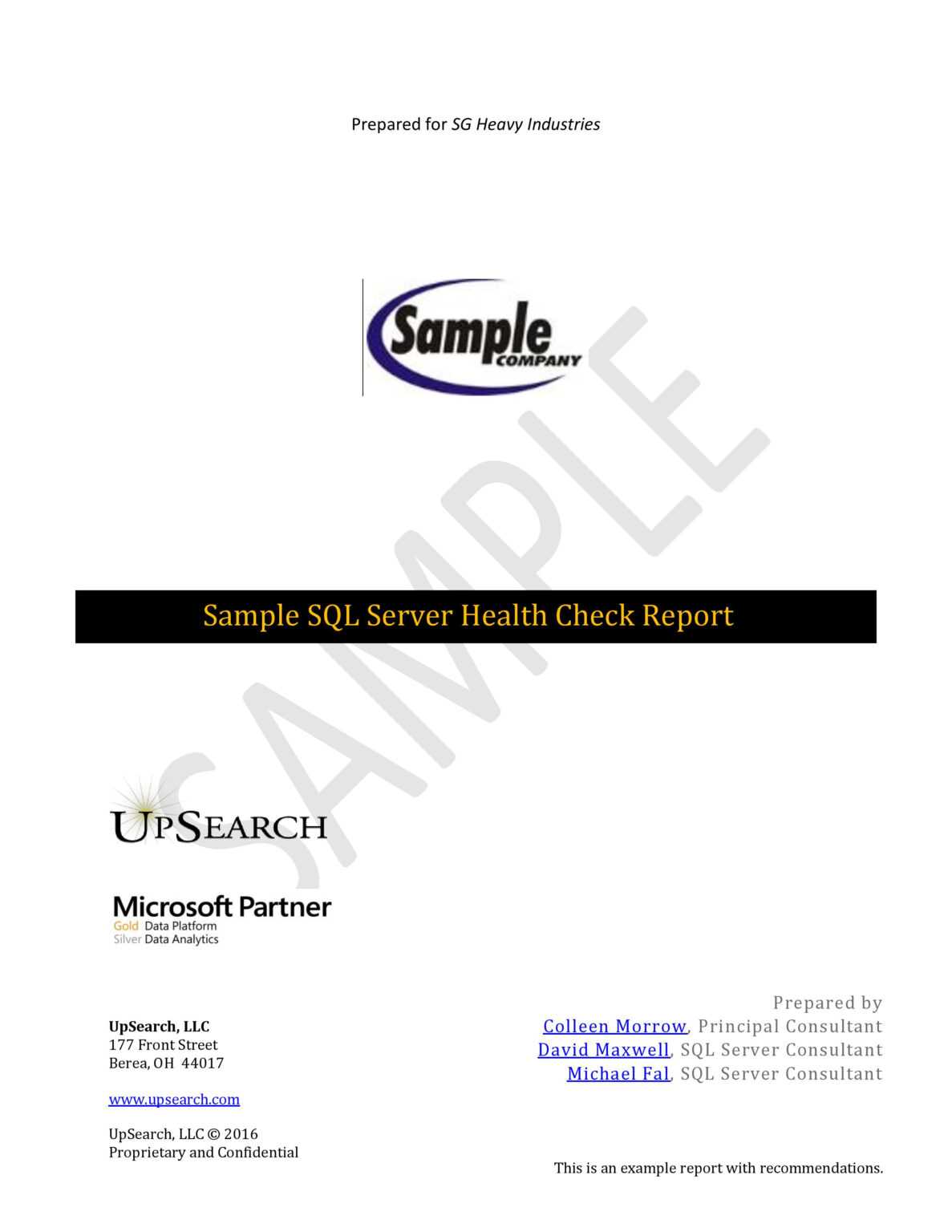 Sql Server Health Check Report Template