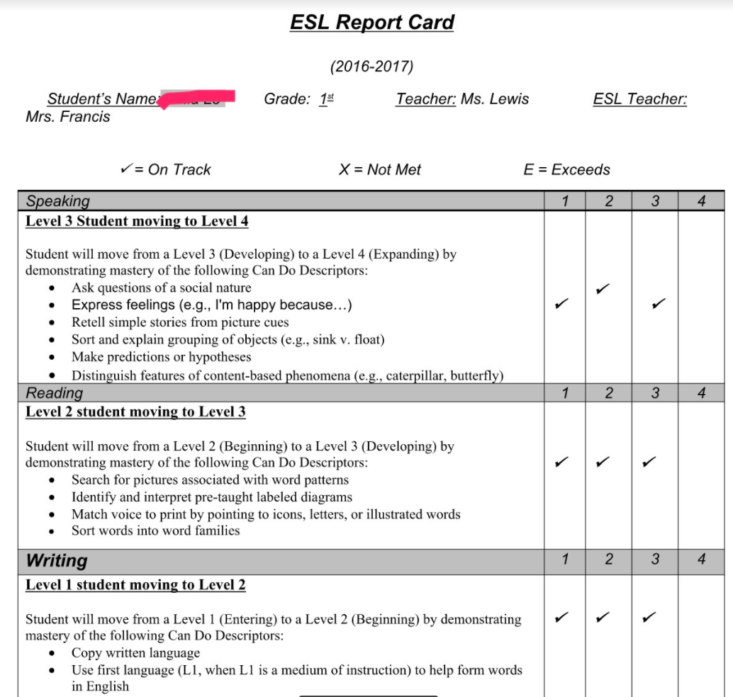 Example Of Can Do Descriptor Reports For Newcomers | Report In Character Report Card Template