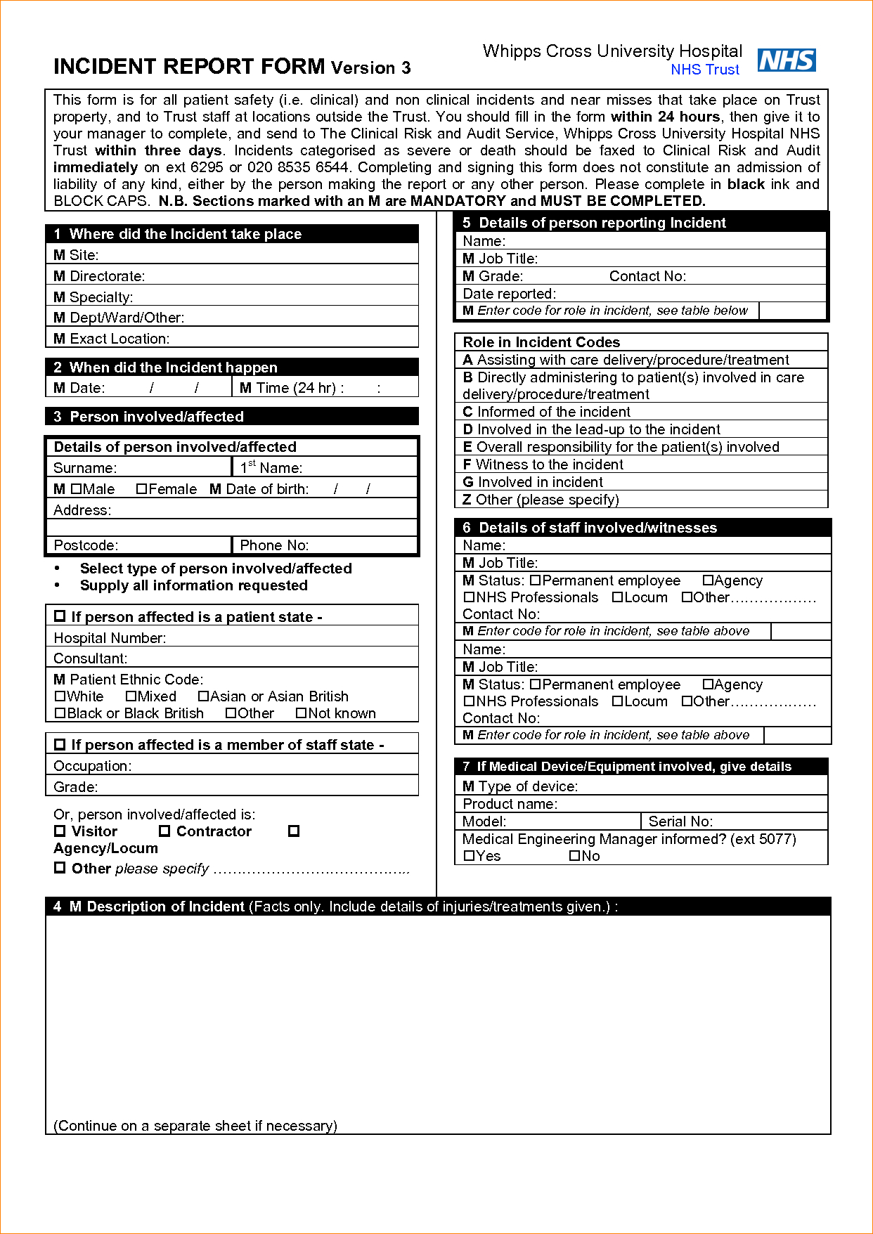 Example Of Incident Report Letter In Hospital – Major With Regard To Incident Report Template Itil